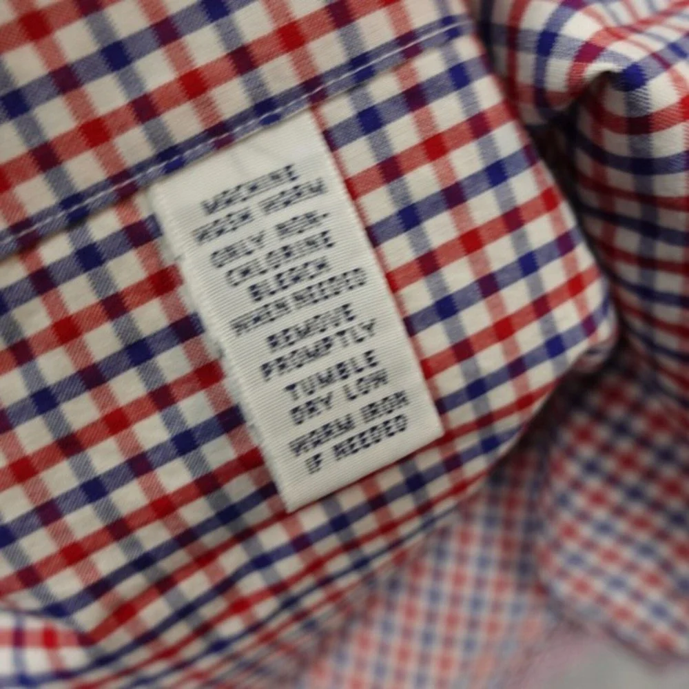 POLO RALPH LAUREN Gingham Shirt Mens 17.5 XL Blue Red Regent Custom Vintage
